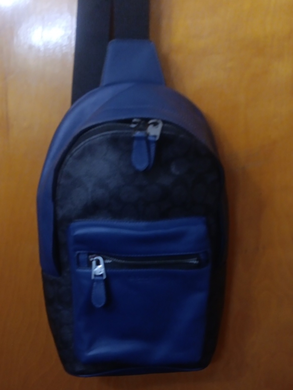 Blue Men’s Coach Sling Bag - Designer Monogram Style With Very Slight Dam On Frt